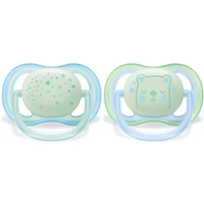 Philips Avent Ultra Air Soother Nighttime Glow in The Dark ( 0-6 m) Light Blue