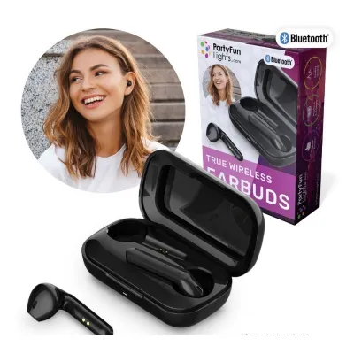 Bluetooth True Wireless Earbuds with Charging Case - Black