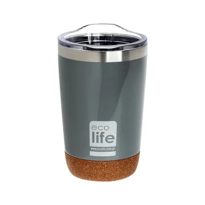 Eco Life - Light Gray (cork bottom) coffee thermos 370ml |