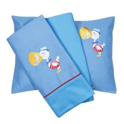 Baby sheet set 120×160 Das Home Smile Embroidery – Blue
