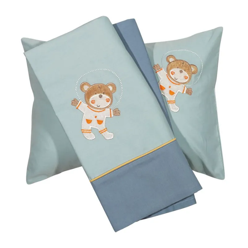 Baby sheet set 120×160 Das Home Smile Embroidery – Blue