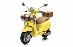 12v Vespa Licensed Ride On Motorcycle With Picnic Blanket And Toolbox Yellow