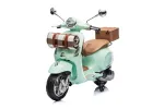12v Vespa Licensed Ride On Motorcycle With Picnic Blanket And Toolbox White