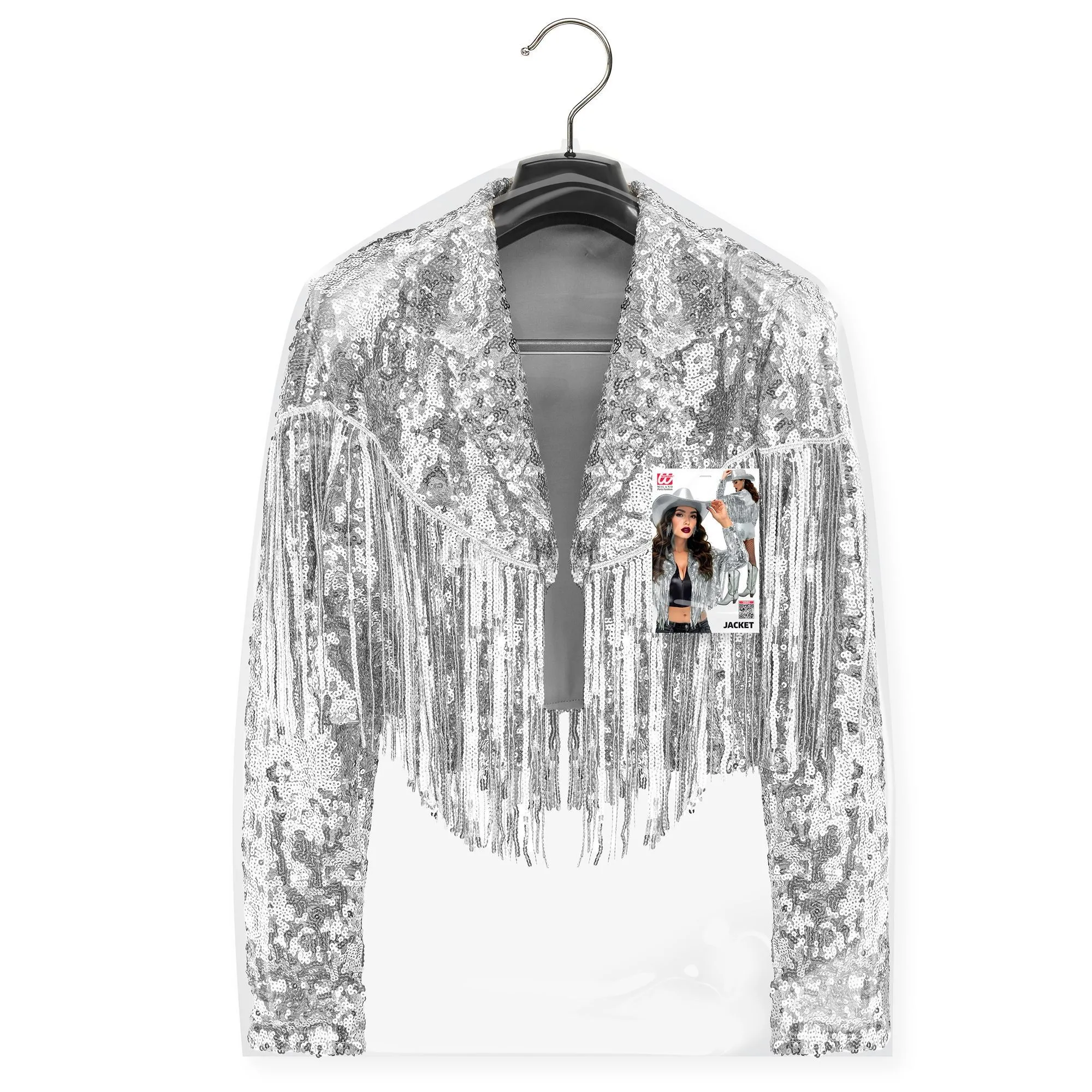 Jacket Sequin With Fringes Silver