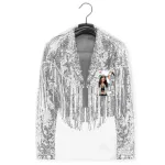 Jacket Sequin With Fringes Silver
