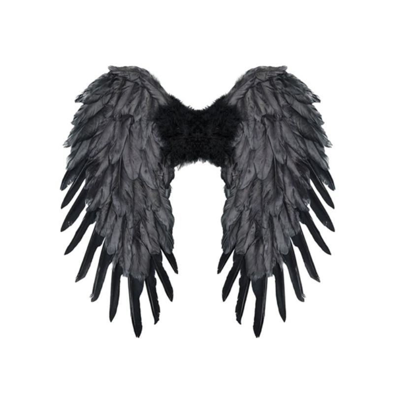 Black Foldable Feather Wings 50x50cm