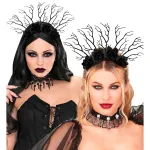 Headpiece Dark Queen Branches & Black Roses
