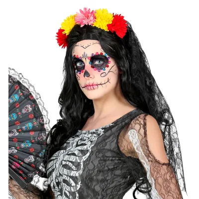 Dia De Los Muertos Veil With Flowers
