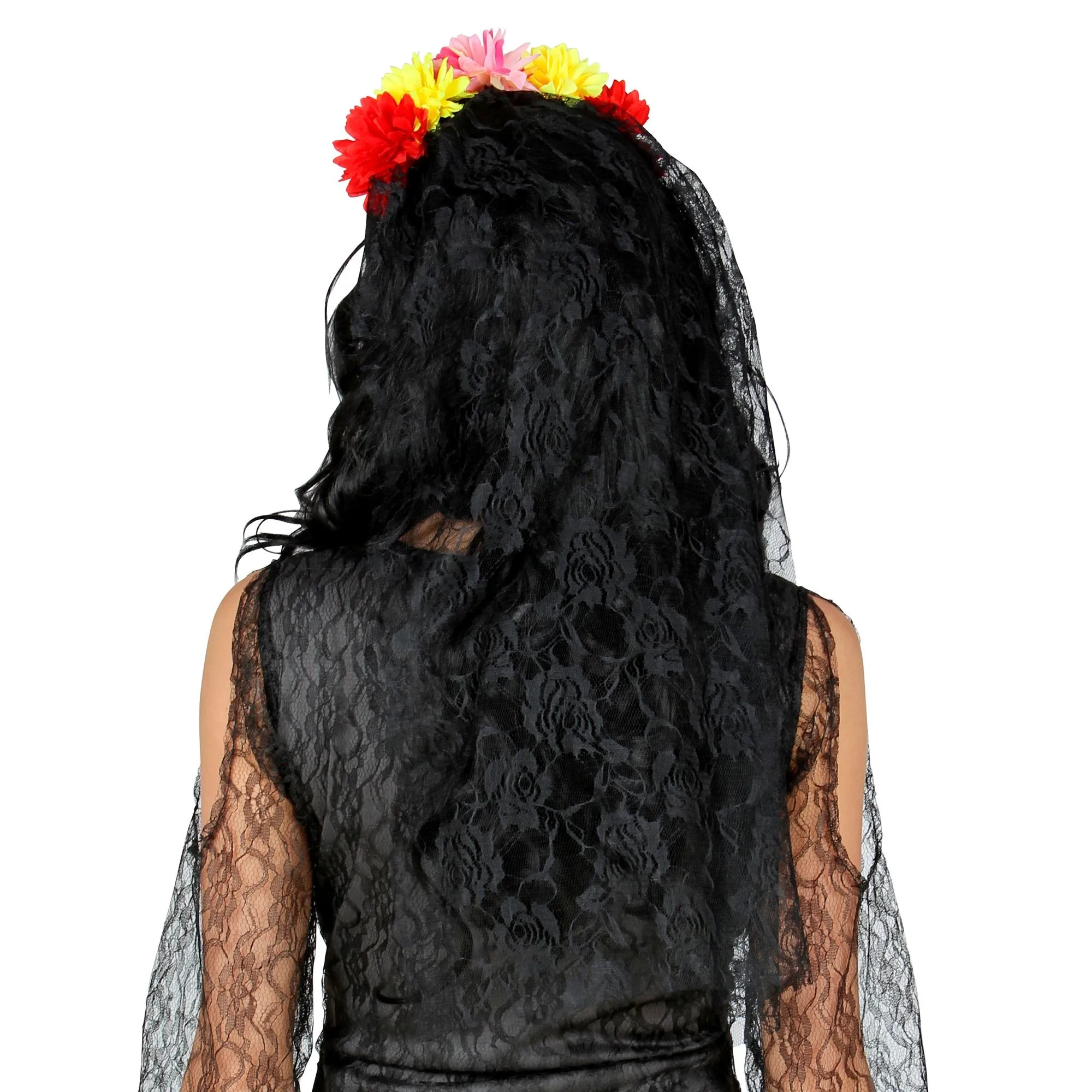 Dia De Los Muertos Veil With Flowers