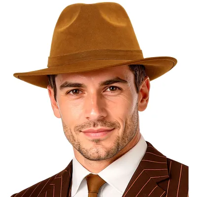 Hat Fedora Vintage Suede Brown