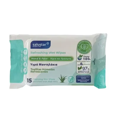 Salustar hand & face cleansing wet wipes 15pcs