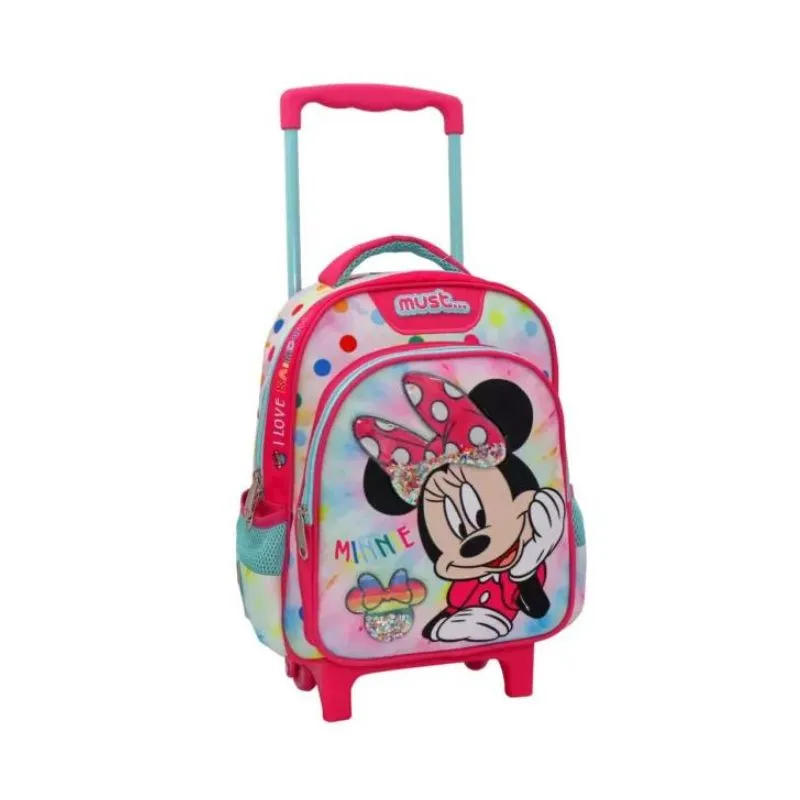 Kindergarten Trolley Backpack Disney Minnie Mouse I Love Rainbow Must 2 Cases