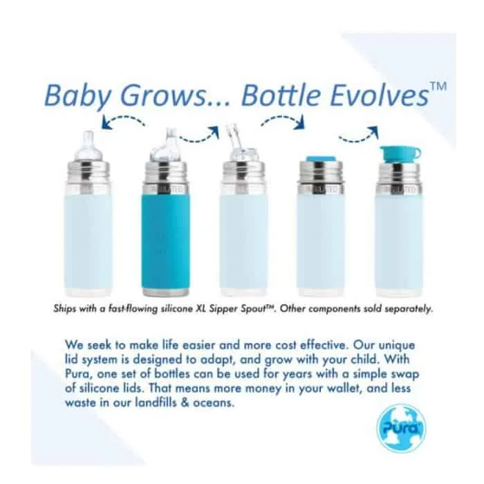 Pura Kiki INSULATED Stainless Steel 9oz Bottle (SIPPY / Orange sleeves)