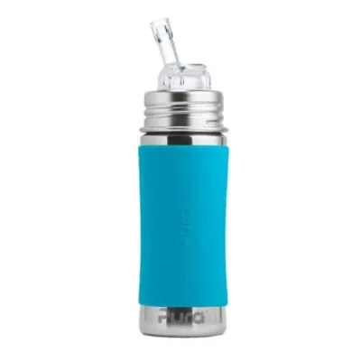 Pura Kiki 11oz Straw Stainless Steel Bottle (Straw / Aqua Sleeve)