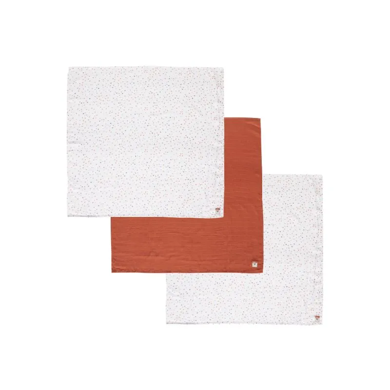Bebejou Muslin towel 70x70 cm 3 pcs. Fabulous Hearts