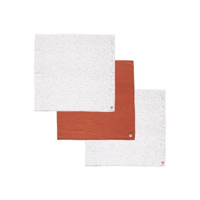 Bebejou Muslin towel 70x70 cm 3 pcs. Fabulous Hearts