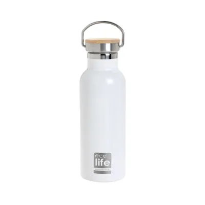 Ecolife Thermos 500ml | Bamboo Lid - White