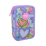 Double school pencil case with equipment CoolPack Jumper 2 Pastel Heart