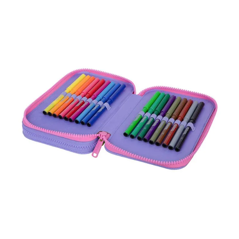 Double school pencil case with equipment CoolPack Jumper 2 Pastel Heart