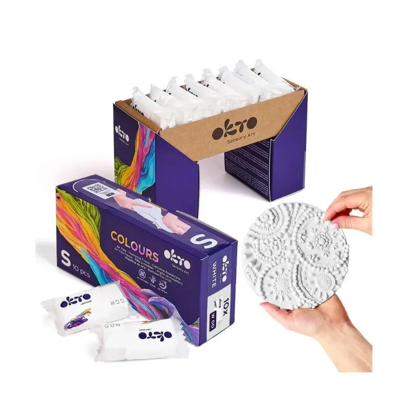 Okto 10pcs Sensory Art Air Clay Colours S - W00 White