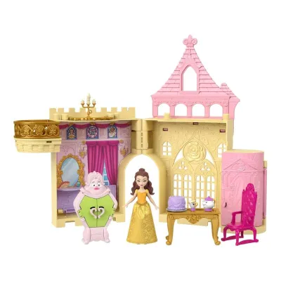 Disney Princess Toys, Storytime Stackers Belle's Castle, Stackable Doll House with Small Doll & 9 Pieces
