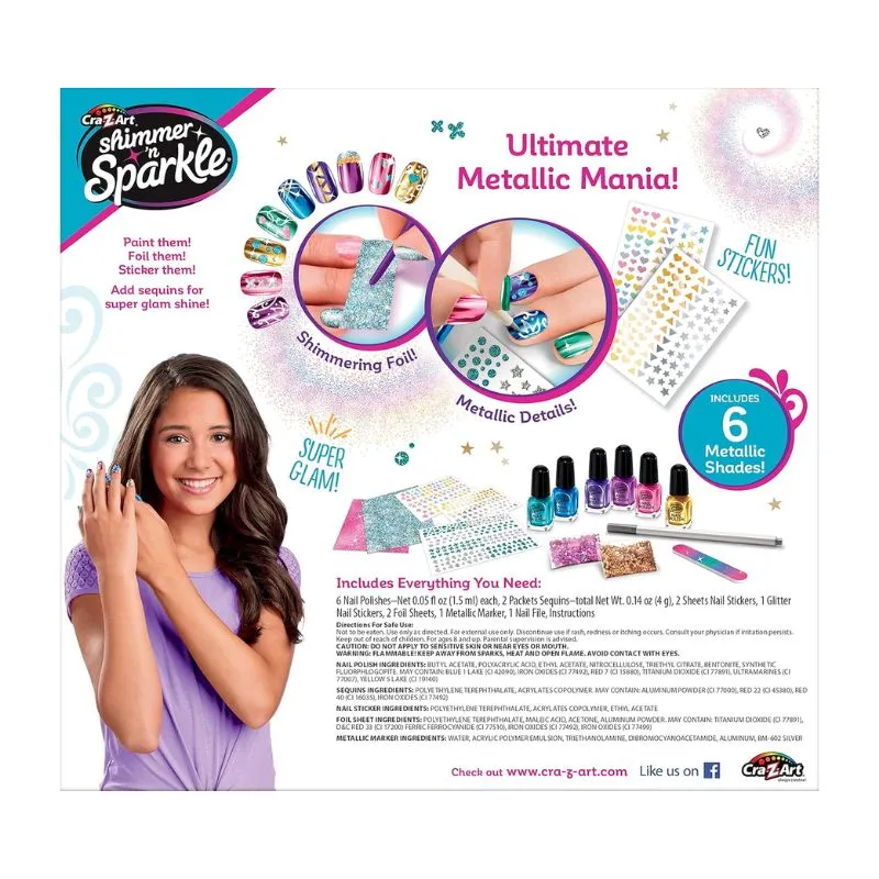 Cra-z-art Shimmer 'n Sparkle Metallic Rainbow Nail Art Kit